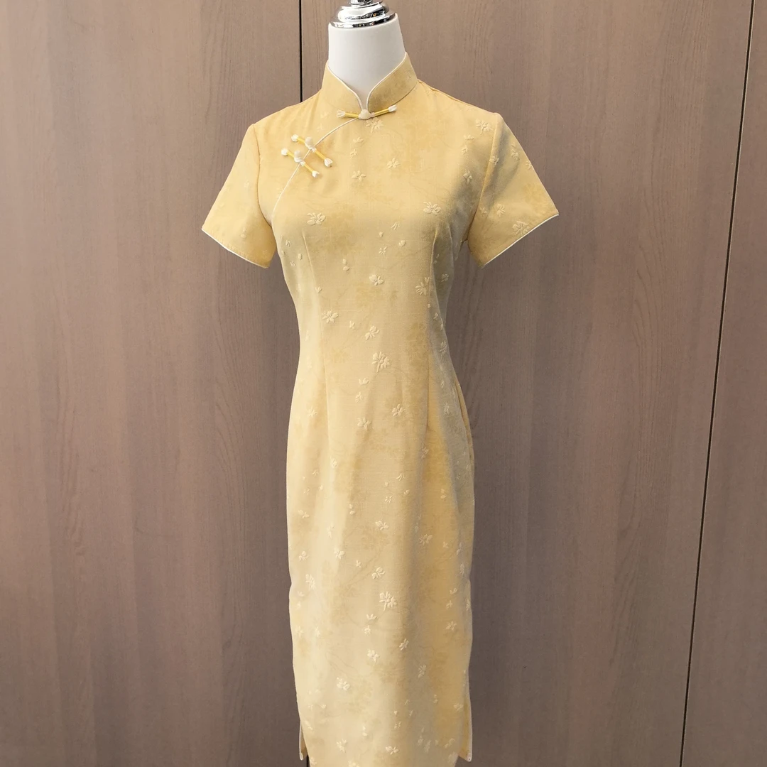 【送考走向辉煌】日常印花中国风提花旗袍低开衩lulu风蕾丝薄款无袖