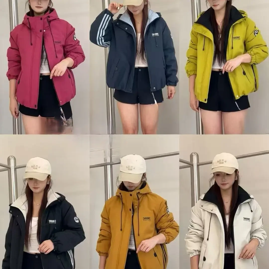 女短羽绒外套休闲厚款防风百搭长袖常规款连帽派克服