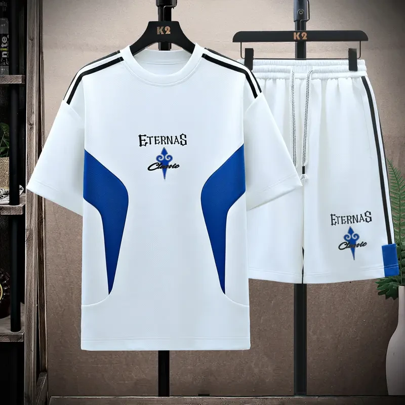 2024夏季新款透气套装个性青少年男士潮流休闲百搭高级印花帅气in