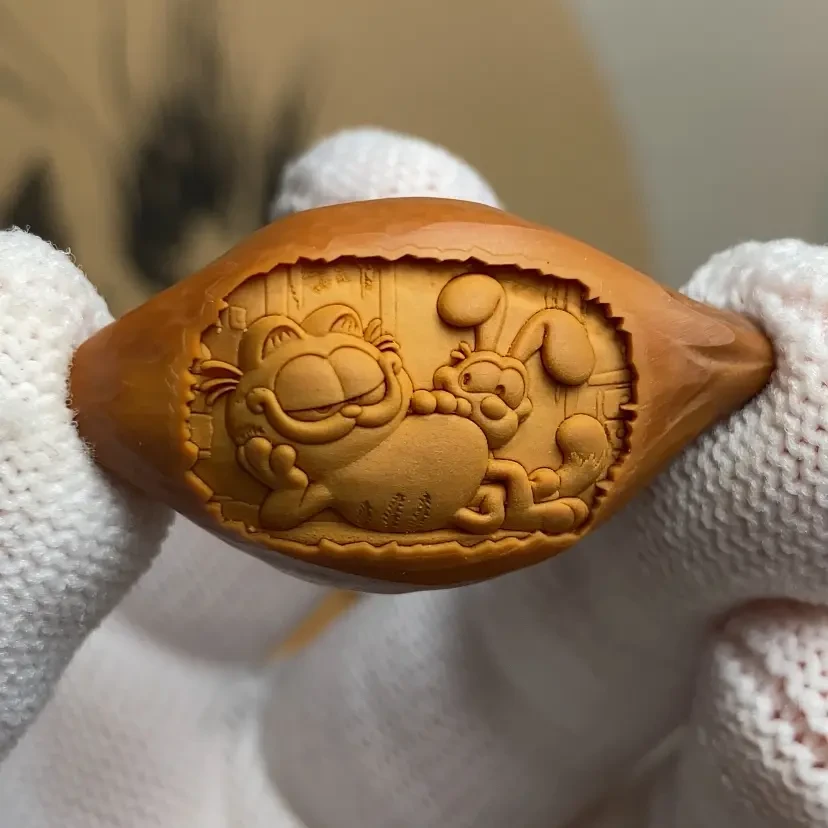 橄榄核雕卡通动漫单籽橄榄核雕加菲猫欧迪童年回忆精品文玩吊坠