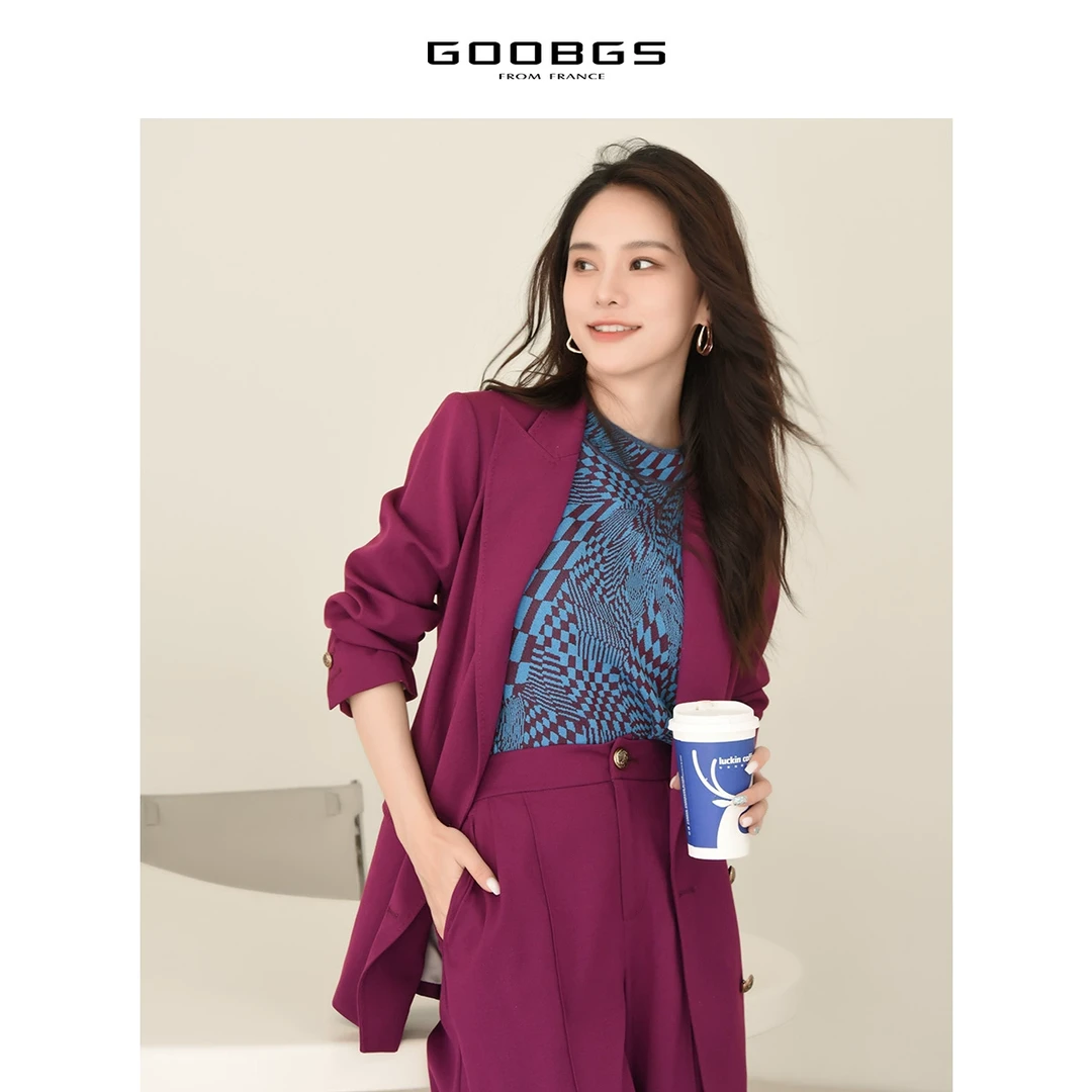【XX 】谷邦GOOBGS 紫色双排扣西装外套 G2356593