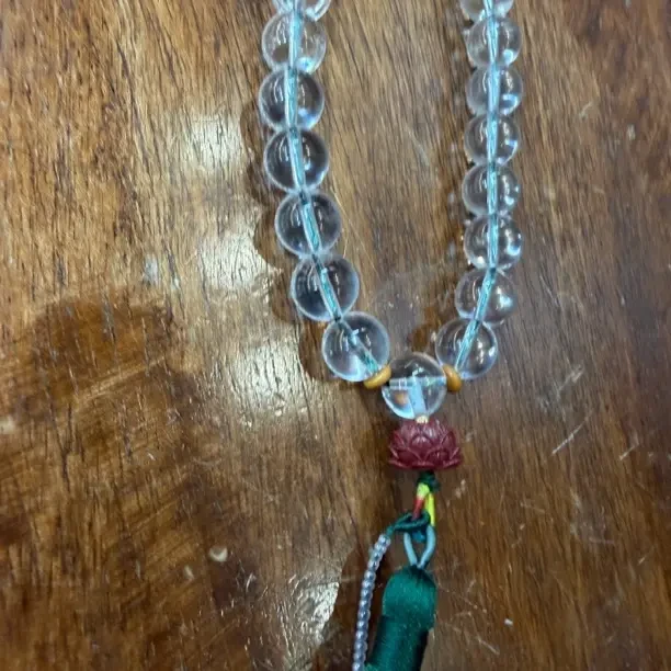 含辰砂工艺品天然辰砂天然白水晶手持念珠新中式民族风配饰