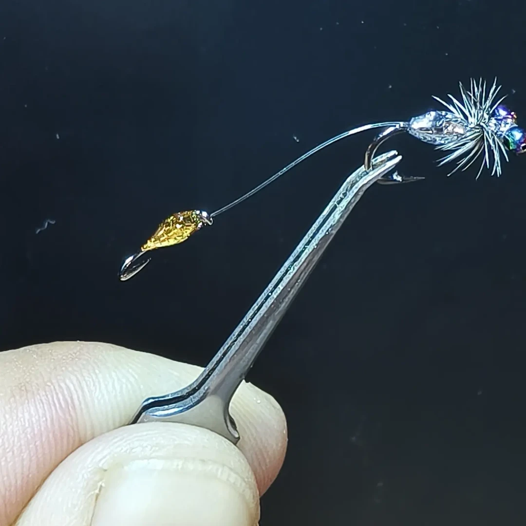银箔反光手工精绑飞蝇钩双钩适用于马口白条溪哥柳根等鱼类