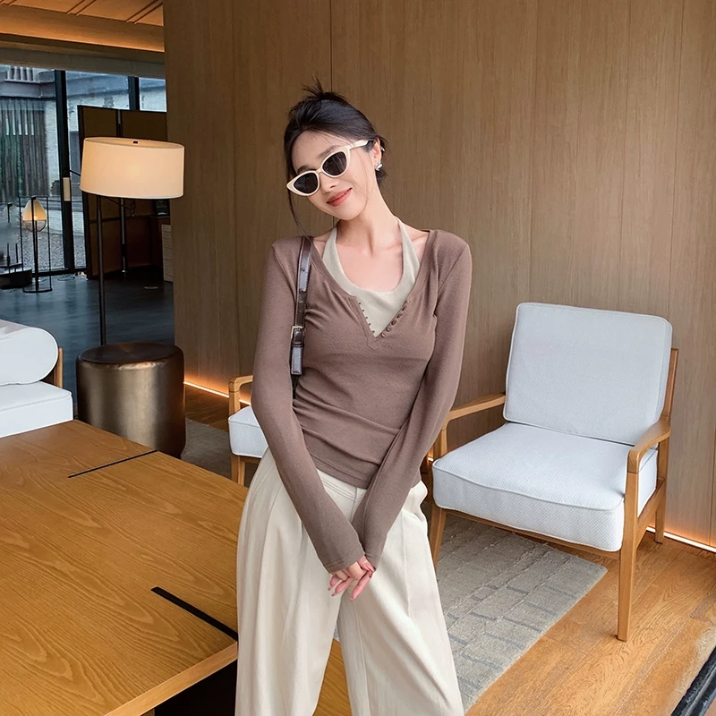 林关关 时尚洋气设计感小众正肩T恤-G51516