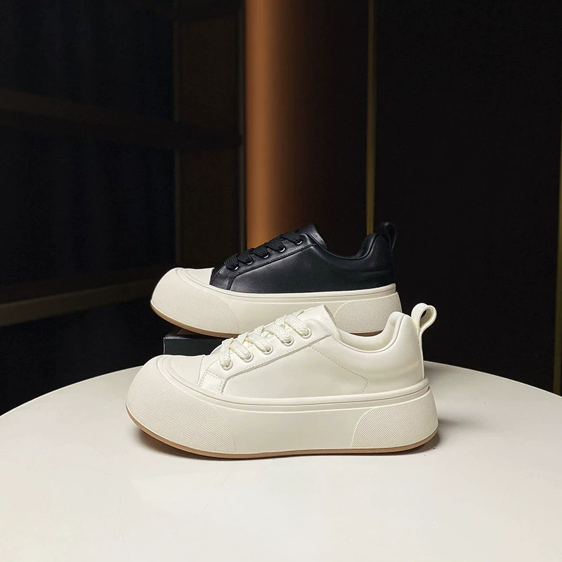 欧洲站2025秋季新款真皮小白鞋女松糕厚底板鞋时尚百搭休闲运动鞋