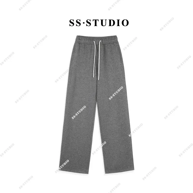 【SUSU】秋冬抽绳松紧高腰显瘦宽松休闲直筒裤加绒加厚卫裤SS-3217