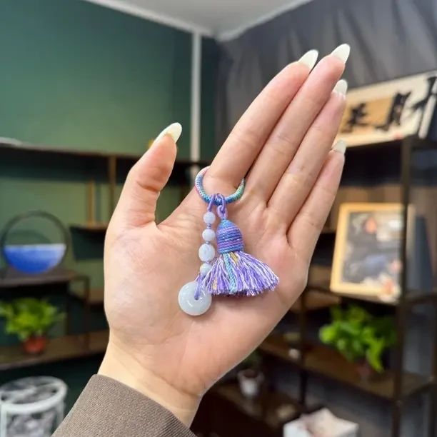 纯天然缅甸A货翡翠手工编织包链/钥匙挂
