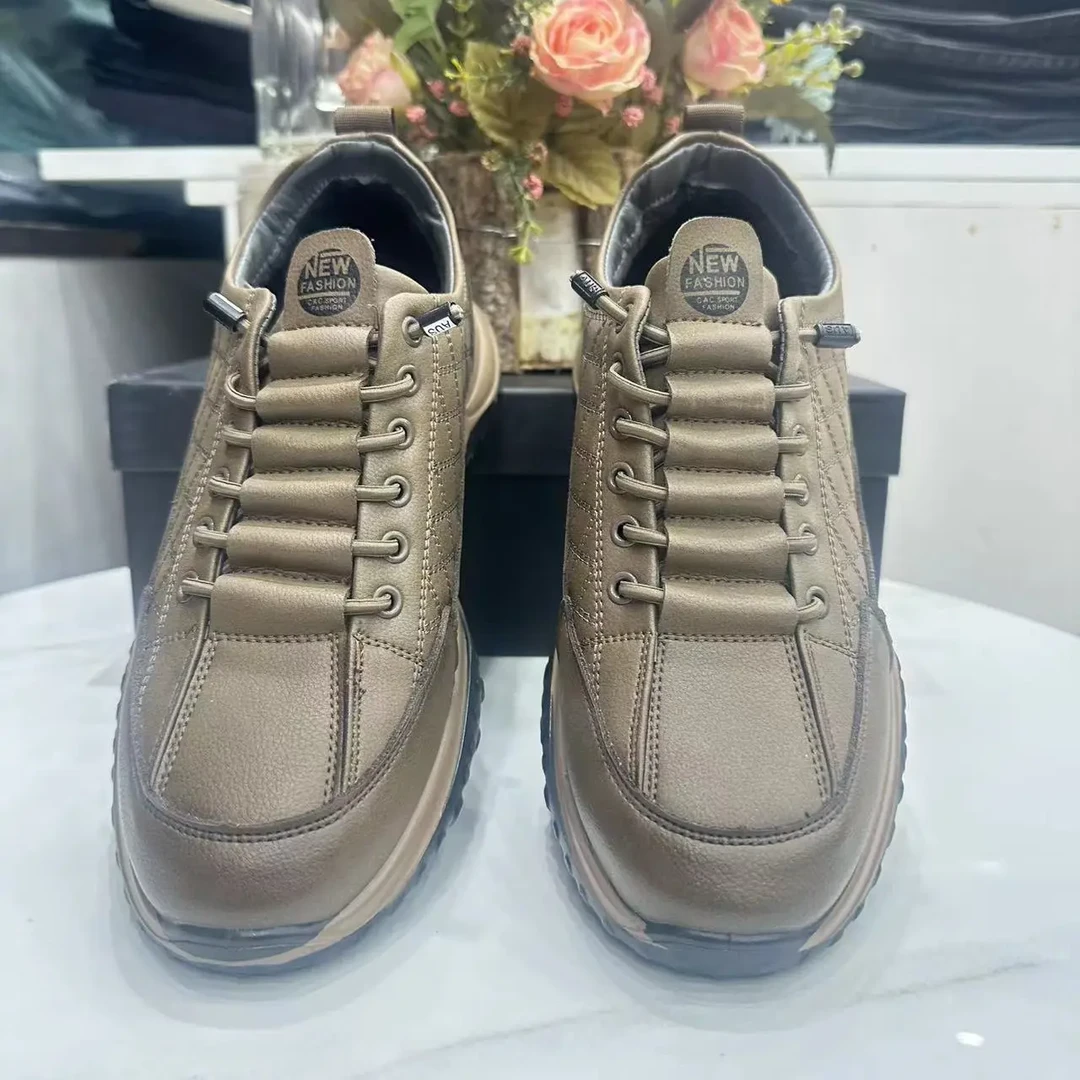 秋冬季新款男士皮面休闲鞋舒适轻便百搭软底防滑低帮潮流运动鞋