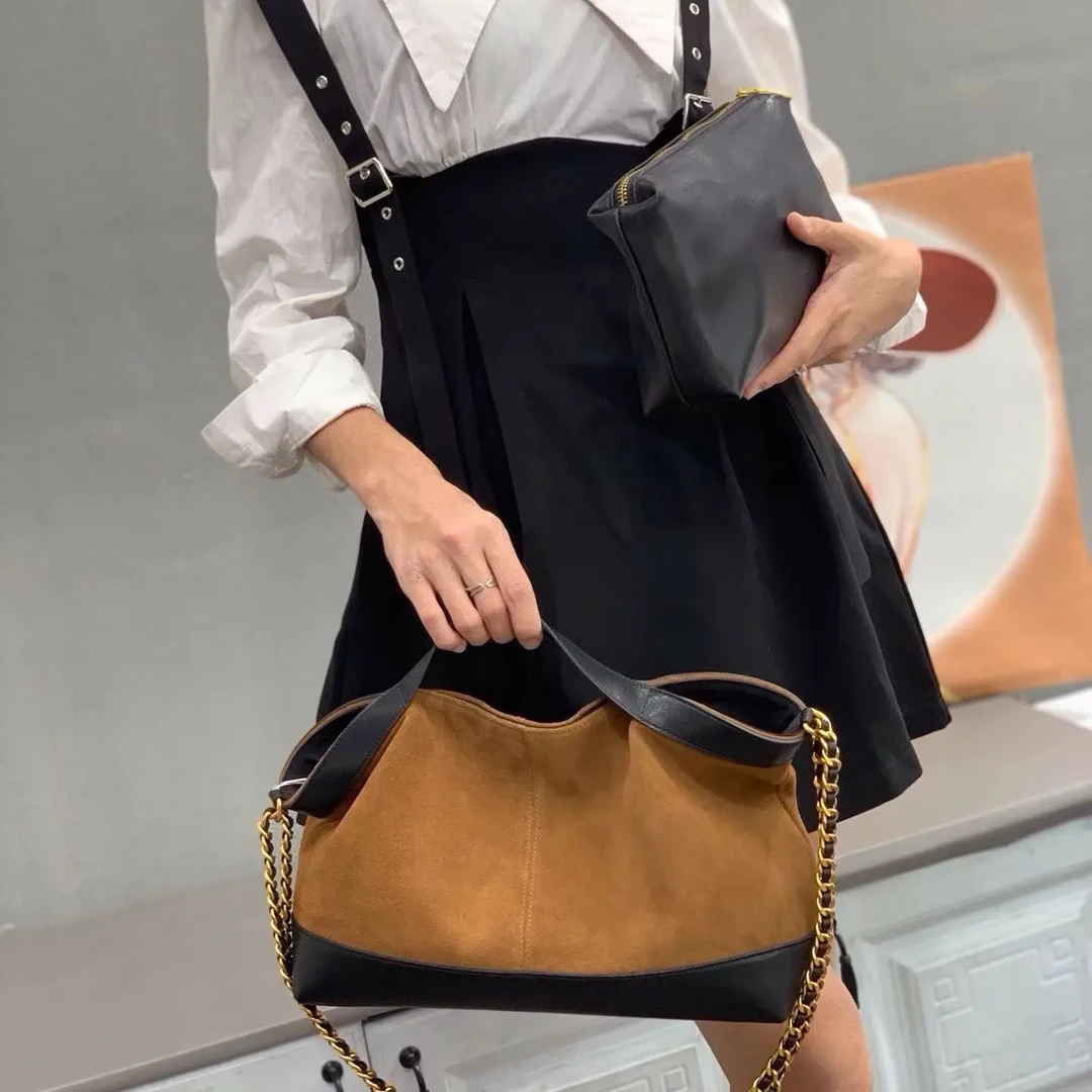 复古磨砂皮腋下法棍包女高级感百搭单肩斜挎包通勤小众设计包