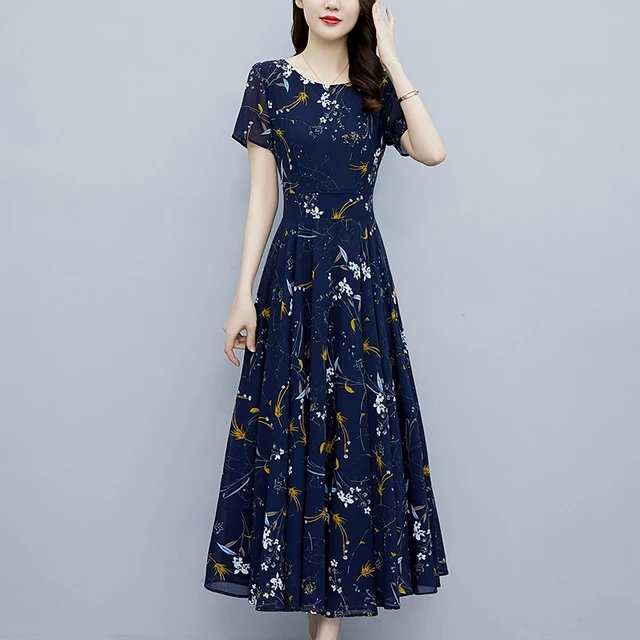 高品质雪纺连衣裙2025夏季新款中老年妈妈气质洋气a字裙子遮肚子