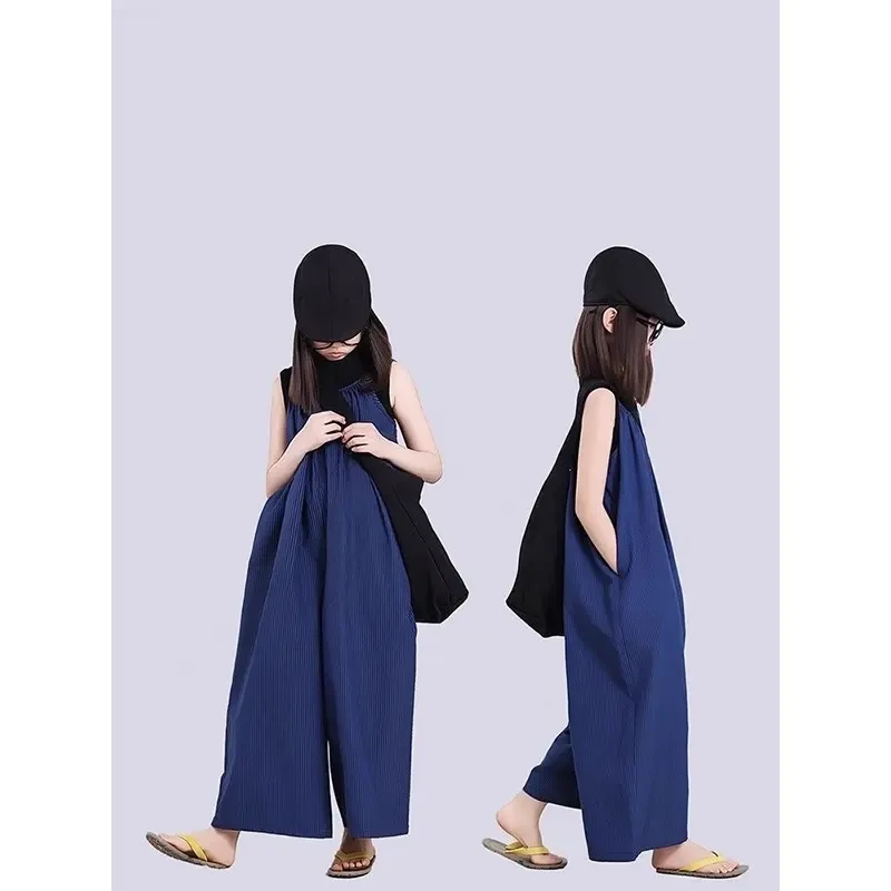 【专柜品质】原版女童夏季套装新款儿童女孩感背带阔腿裤宽松