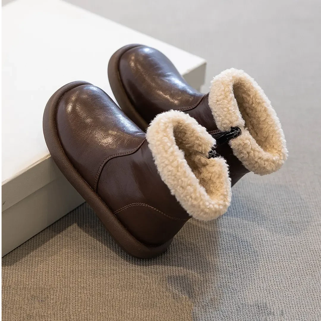 小黄鸭女童鞋子儿童马丁短靴子2025秋冬新款加绒棉鞋冬季雪地靴