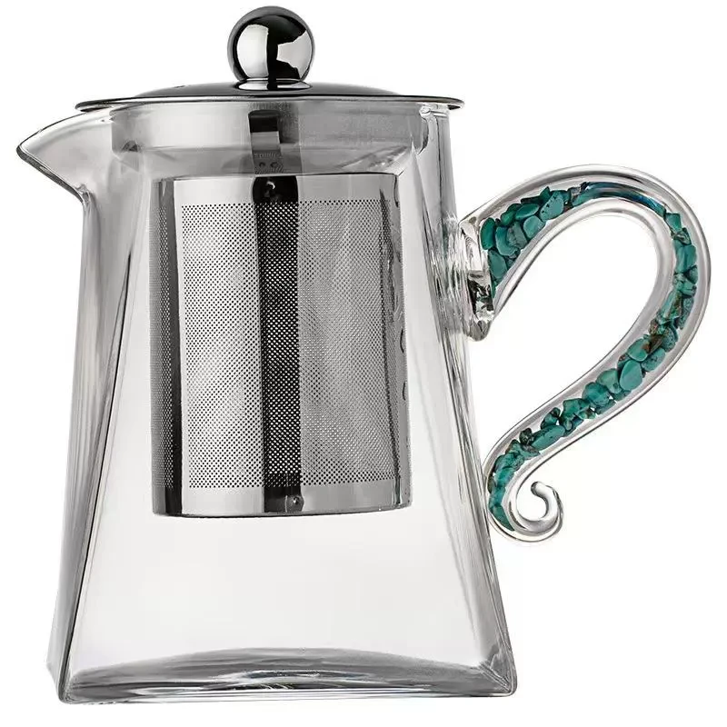 柏兮绿松石泡茶壶大容量水晶玻璃耐高温天圆地方煮茶壶家用茶具