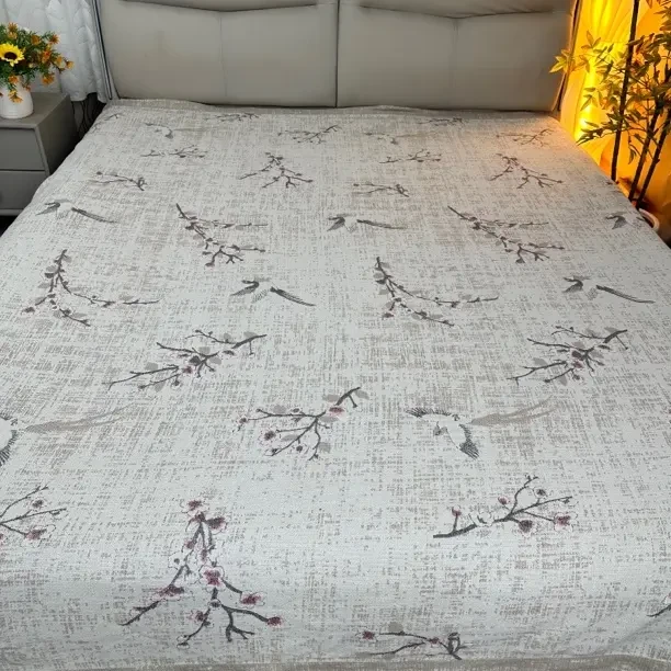 【喜上眉梢】罗布麻印花床盖200-230尺寸