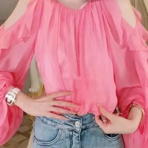 淑雅阁服装 上衣钉珠超仙长袖早春衬衣3002