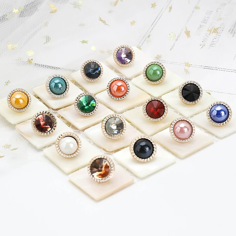 衬衫纽扣高档女开衫扣子精致镶钻珍珠扣韩版衬衣装饰圆形小纽扣