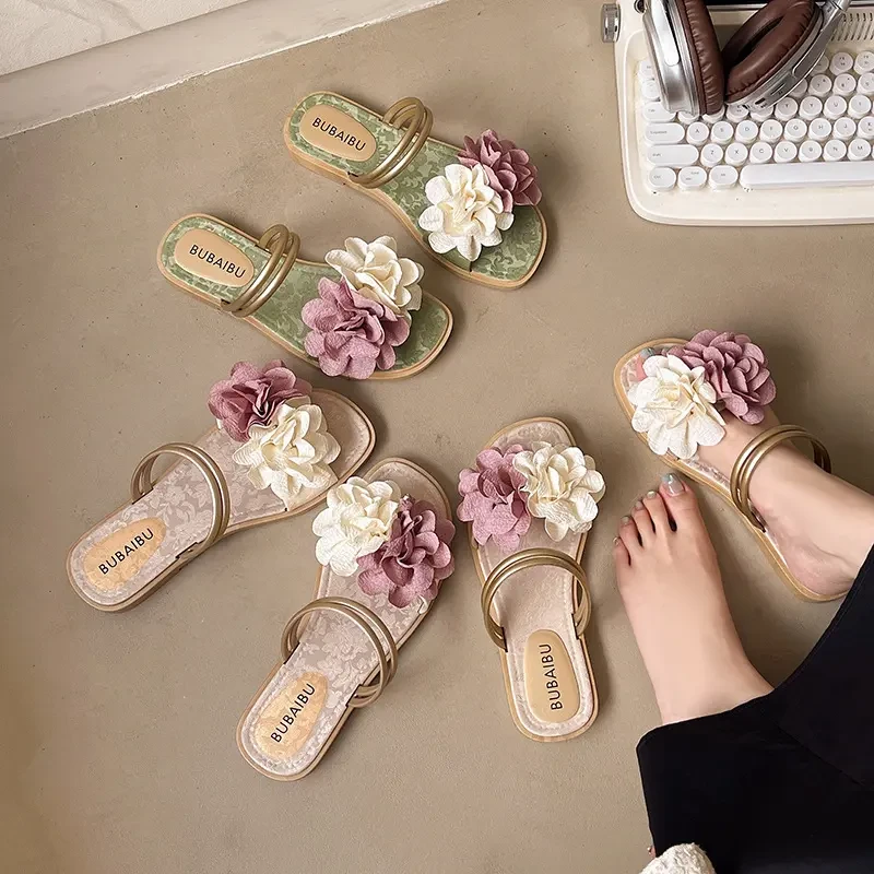 2025夏季新款潮流时尚舒适耐磨一字拖鞋外穿居家轻便百搭平底拖鞋