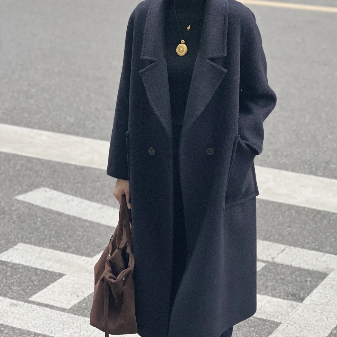 时尚百搭绵羊毛手工双面呢大衣