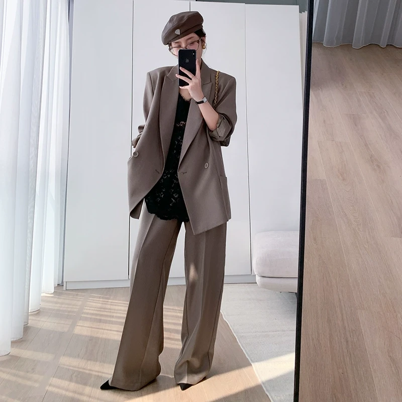 懂点西装外套女原创设计2025秋装灰色新款时尚高级气质显瘦两件套