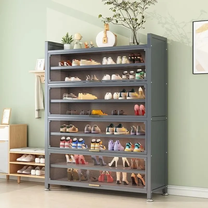 加厚家用钢制鞋柜入户门口落地多层防尘鞋架玄关大容量收纳鞋柜
