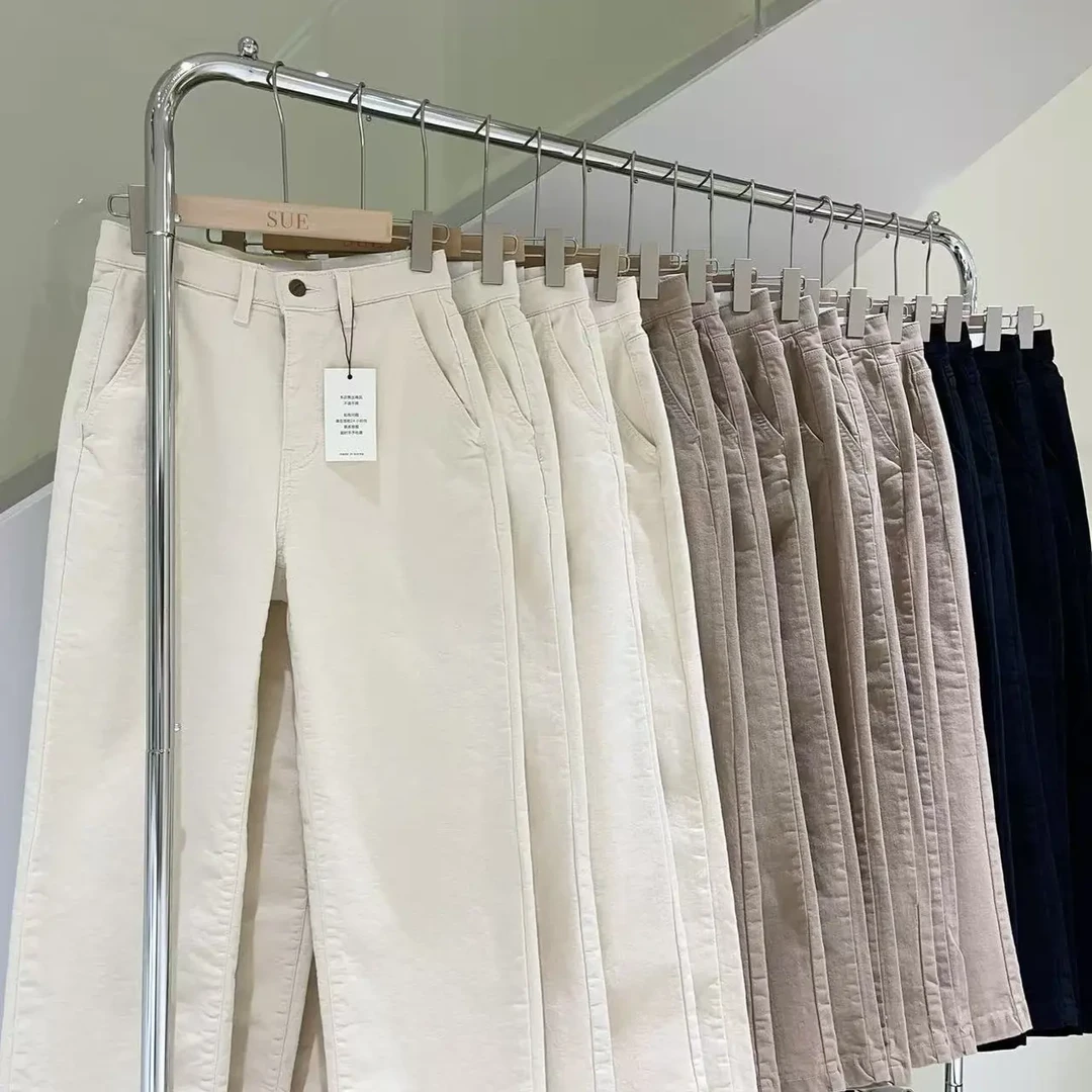 秋季新款高腰直筒休闲百搭女士原色牛仔裤