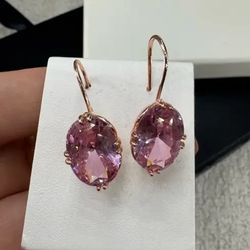 铜合金亚克力耳饰 铜合金耳环 粉色