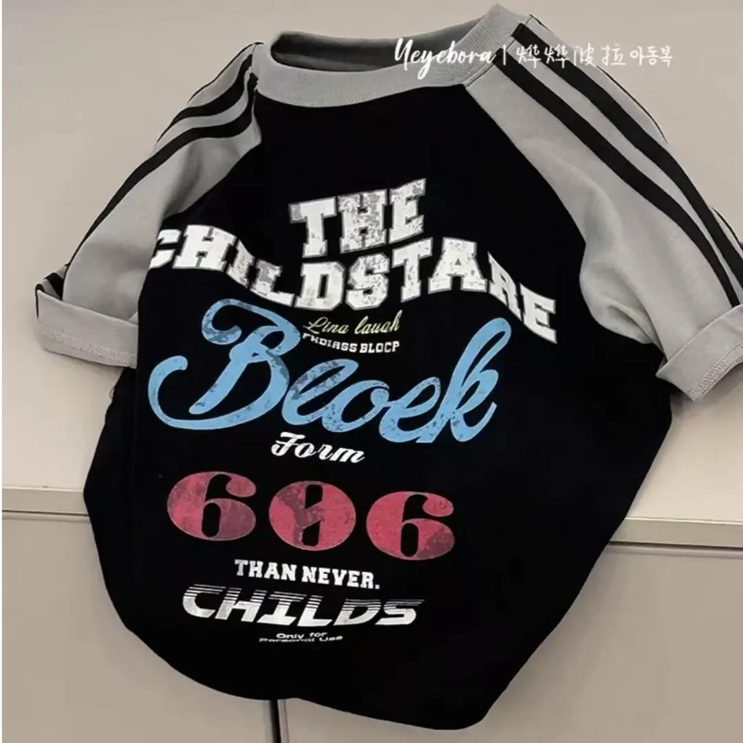 2025新款男童韩版撞色插肩短袖T恤夏季新款帅气时髦百搭休闲