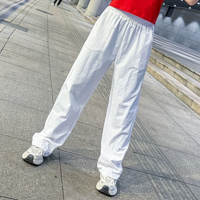 锦纶冰丝速干裤休闲裤女2025宽松抽绳运动跑步跳舞时尚休闲阔腿裤