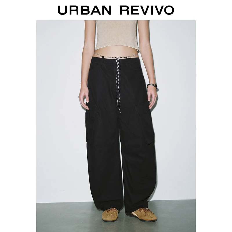 UR2025夏季新款女装时尚设计感可调腰带饰萝卜裤UYV650055