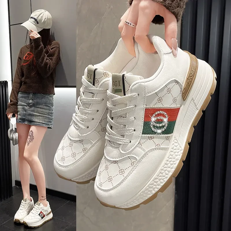 时尚2025复古女鞋厚底百搭休闲鞋运动鞋新款厚底