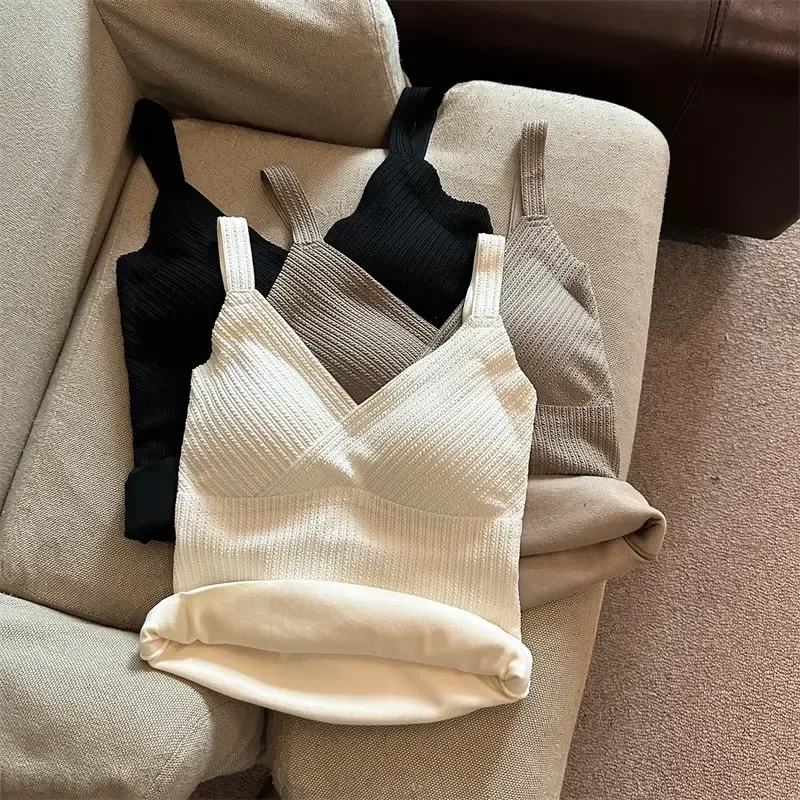 【秋冬高质量版】保暖内衣女加厚内搭Bra纯欲打底衫吊带背心中长款