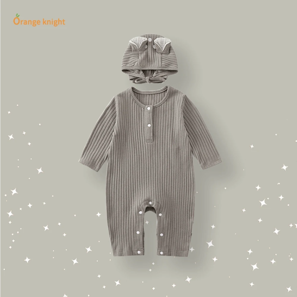 婴儿新生儿春秋季衣服小月龄男女宝宝可爱舒适休闲长袖连体衣爬服