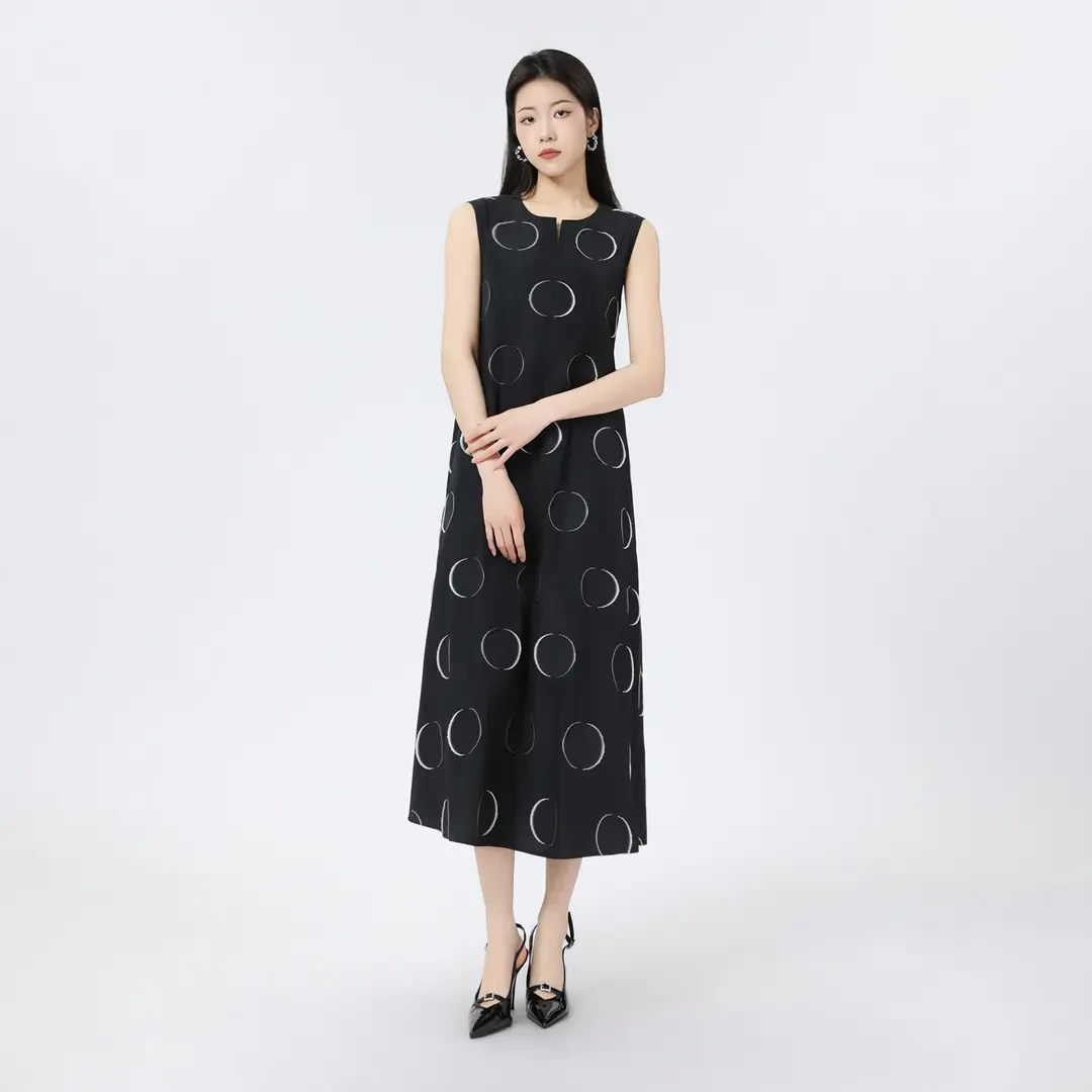 AMASS/阿玛施25年新品法式中长裙时尚气质设计款波点连衣裙550005
