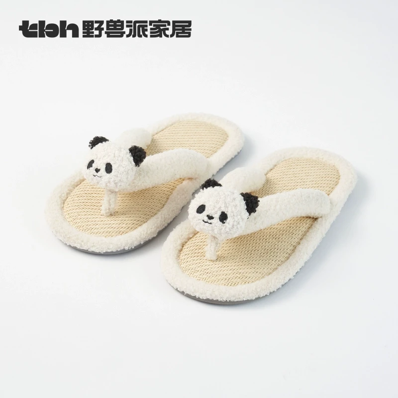 【雨琦同款】tbh野兽派家居熊猫嘭嘭人字拖女夏季可外穿休闲拖鞋