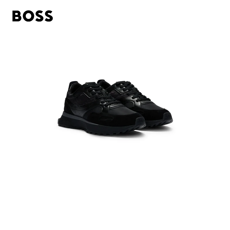 BOSS博斯男士休闲百搭网眼皮革混合材质运动鞋50536496