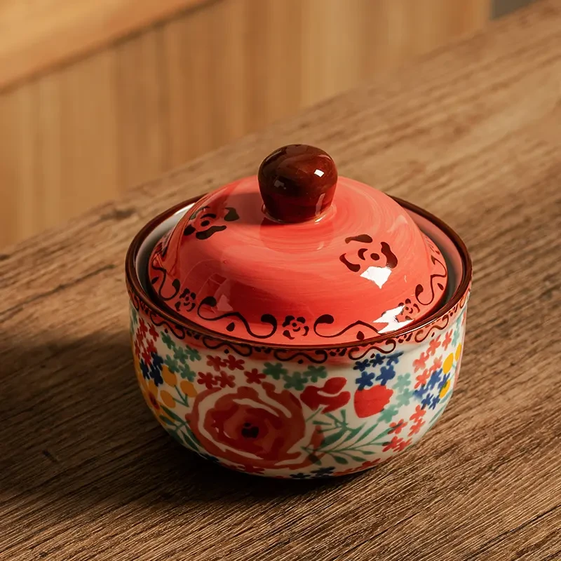 釉下彩陶瓷炖盅带盖隔水炖家用燕窝鱼胶专用盅一人份蒸蛋羹专用碗