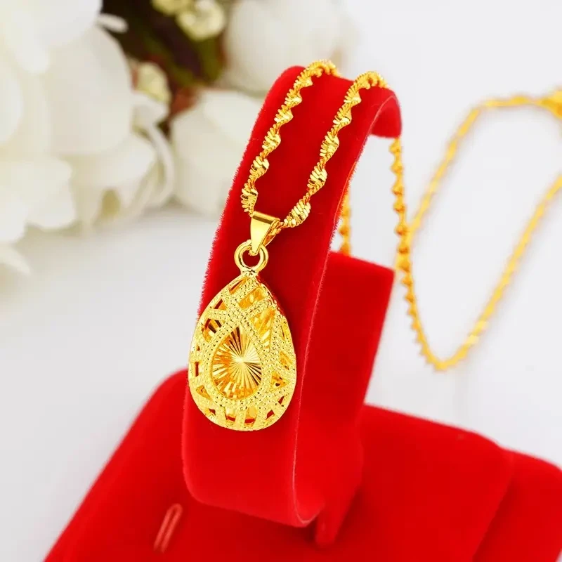 精美水滴一套项链女吊坠不掉色锁骨链送妈妈老婆礼