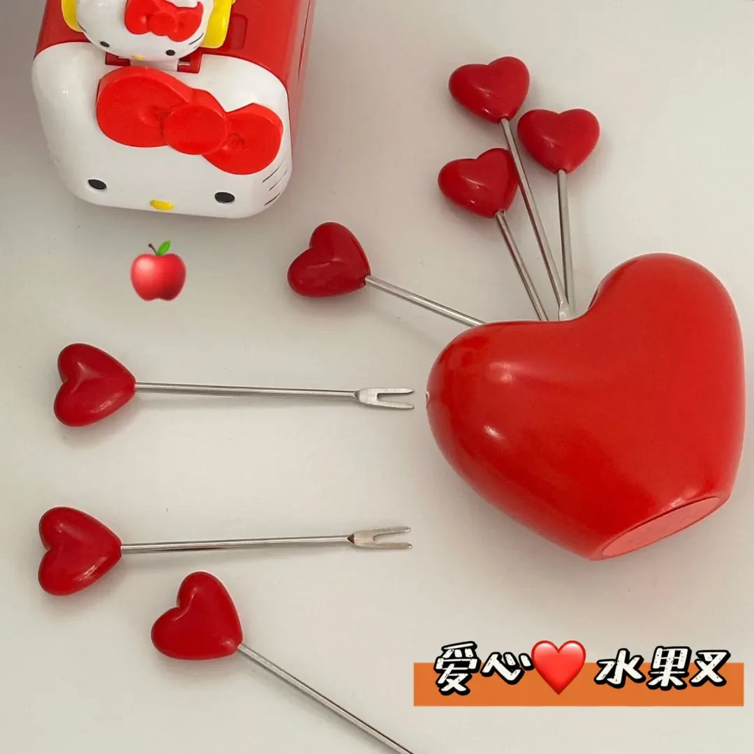 不锈钢爱心叉子网红可爱创意创意家用餐厅酒店韩式成人水果叉神器