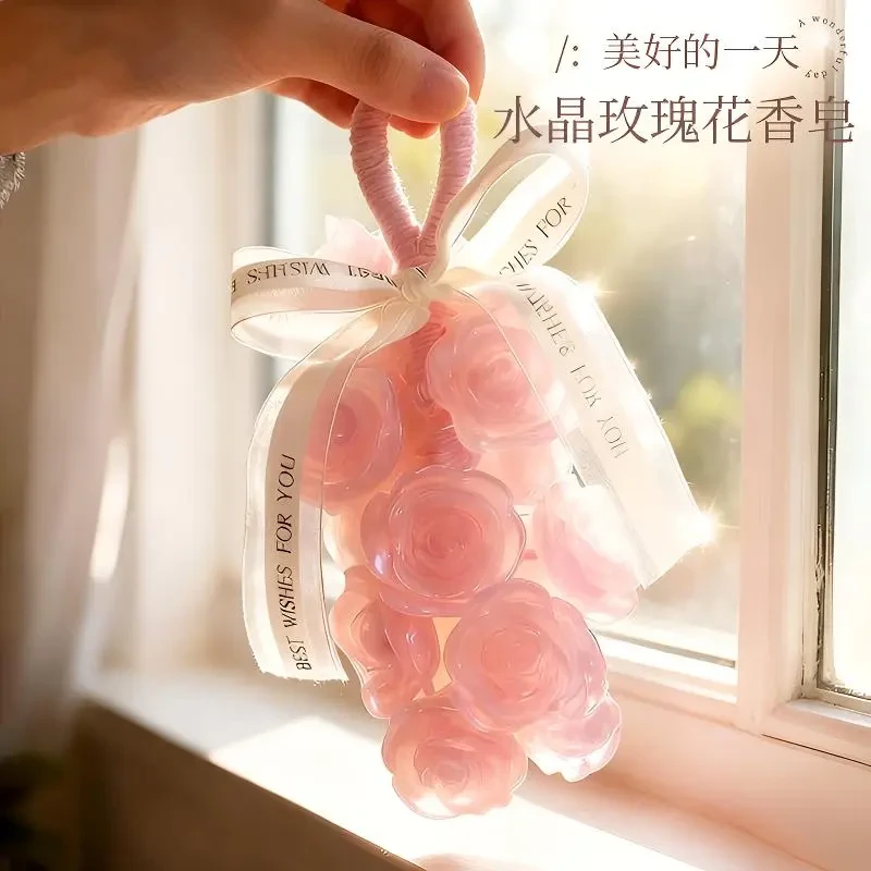 新款创意手工水晶玫瑰花香熏皂可沐浴洗手可作车载香薰伴手礼挂件