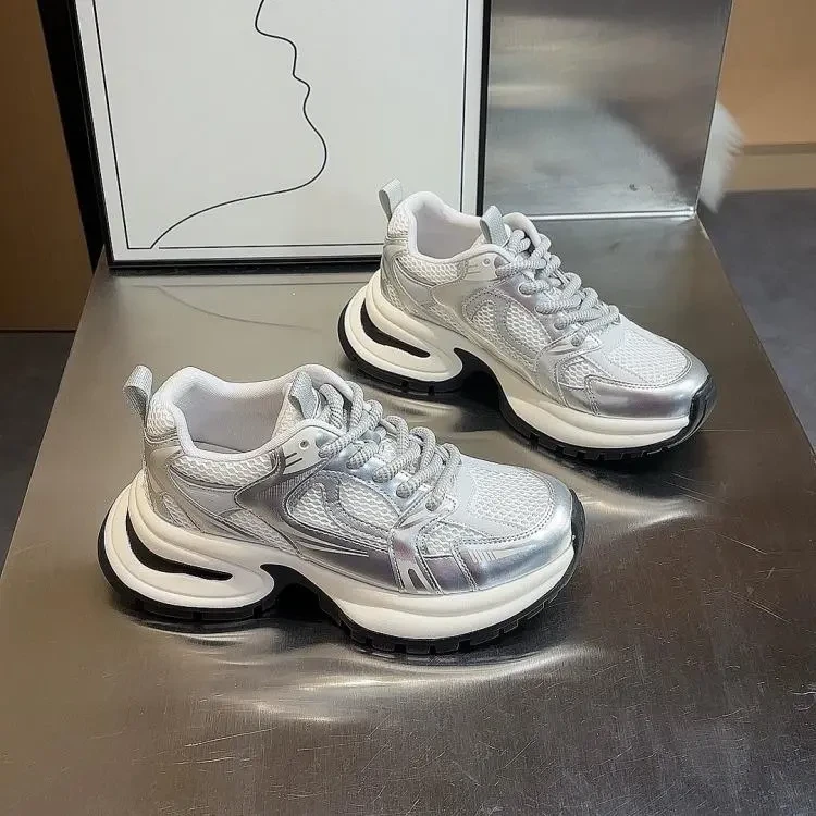 薄款今年流行老爹鞋女2024新款透气网面ins潮运动休闲鞋潮