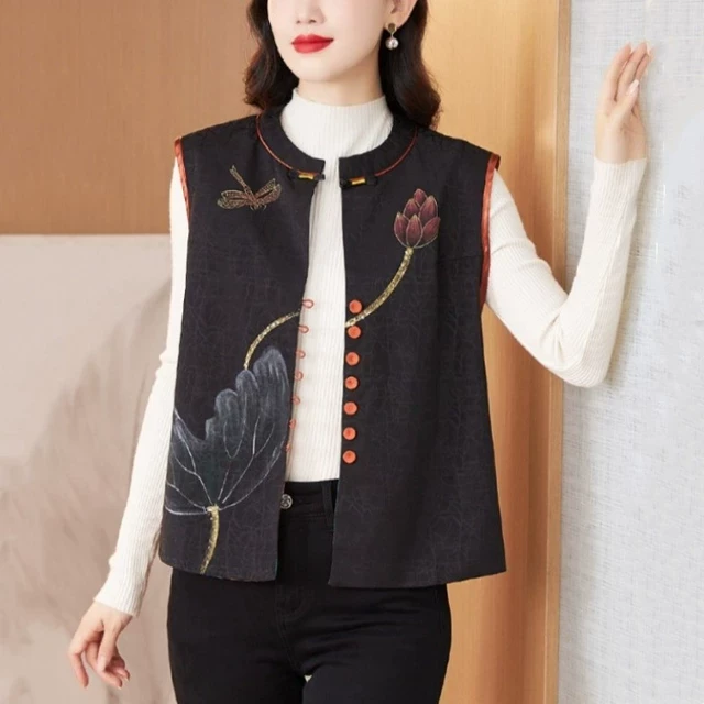 秋季穿搭新中式国风唐装马甲女2025新款春秋外穿妈妈坎肩洋气时尚