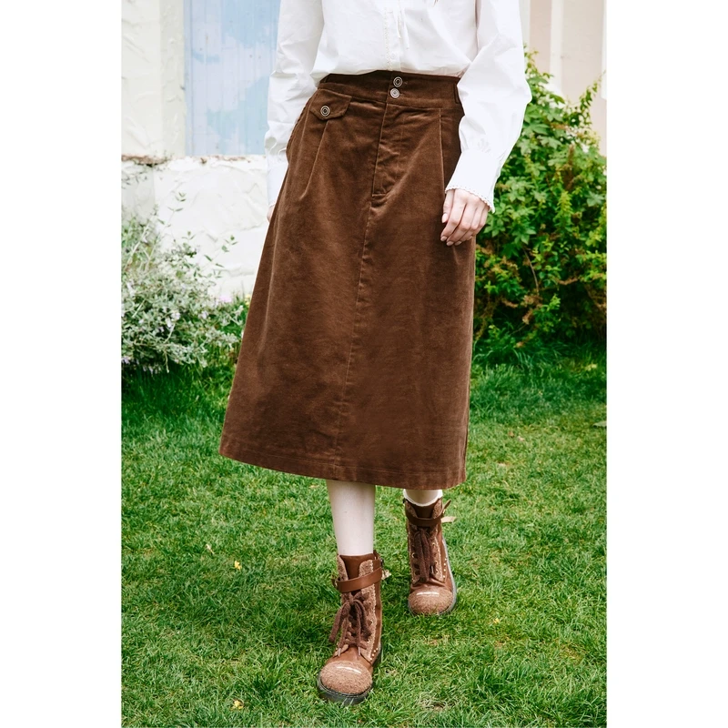 【千颂妮专享】菀壹美拉德半身裙2024冬季新款A字中长裙子O05720351