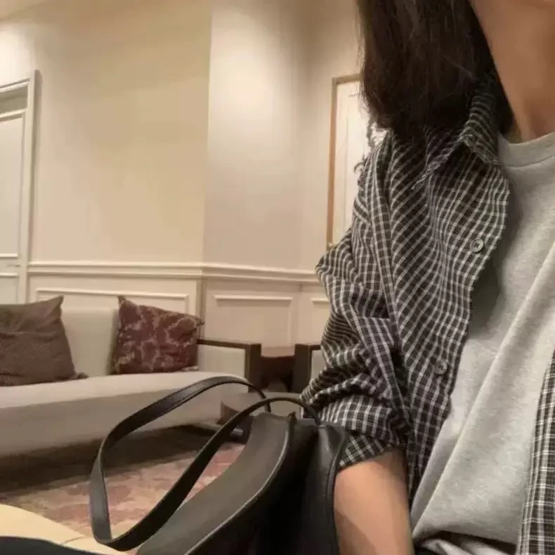 【仅支持48小时退换】ounce格子复古显瘦宽松版衬衫