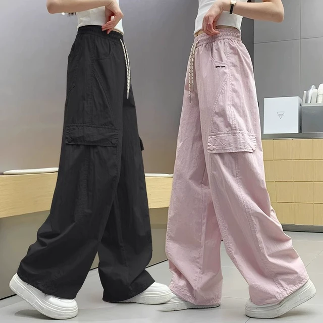 2023女童裤子夏薄款2025新款速干工装裤潮酷儿童中大童休闲运动裤