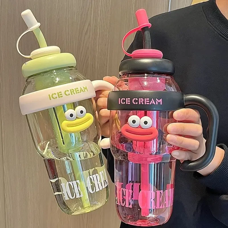 大容量随身吸管杯可爱卡通塑料茶漏杯办公室女士喝水杯