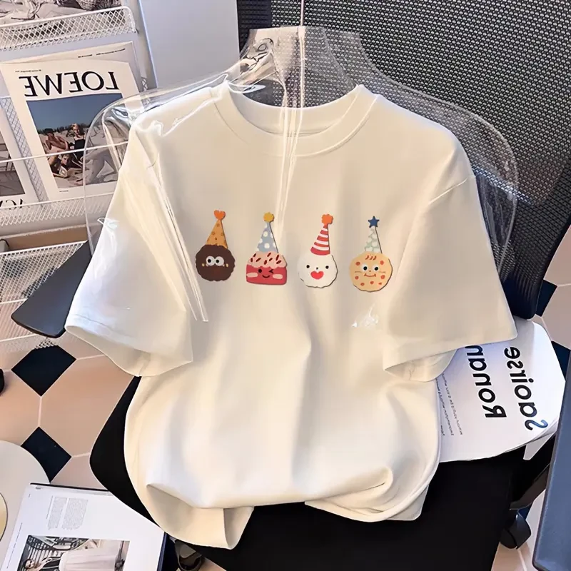 白色儿童短袖T恤纯棉透气新款中大童潮流女孩夏季半袖宝宝上衣服