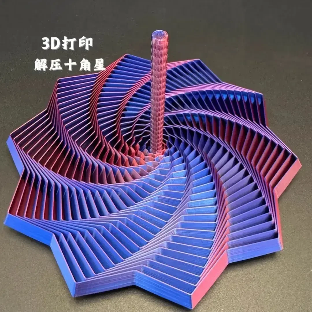 3d打印螺旋塔创意解压助眠带手柄六边型玩具立体萝卜塔趣味错觉