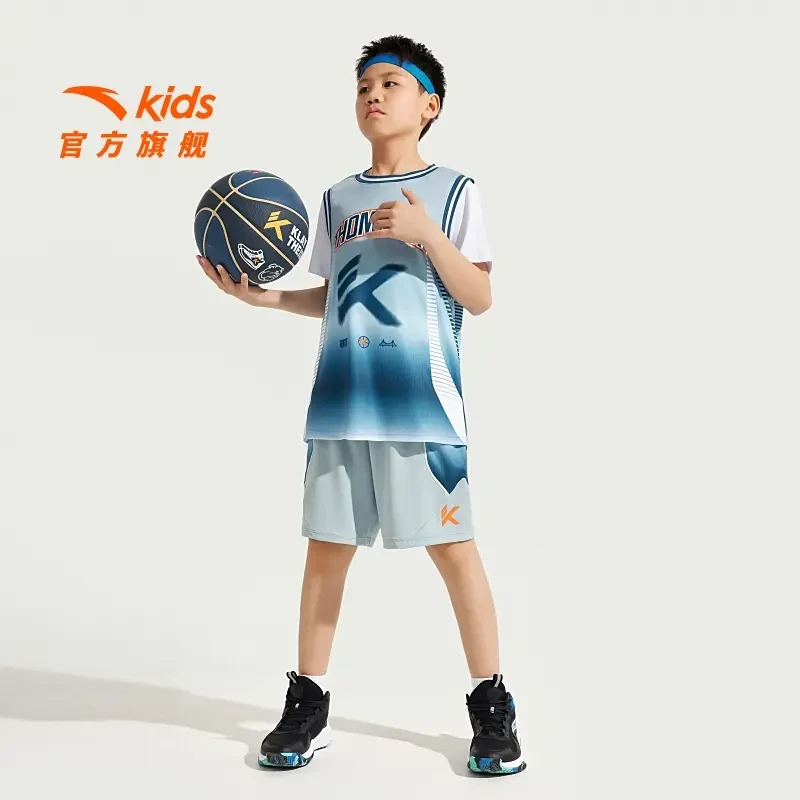 安踏儿童篮球套装男中大童运动装2025透气舒适凉爽运大童12岁套装
