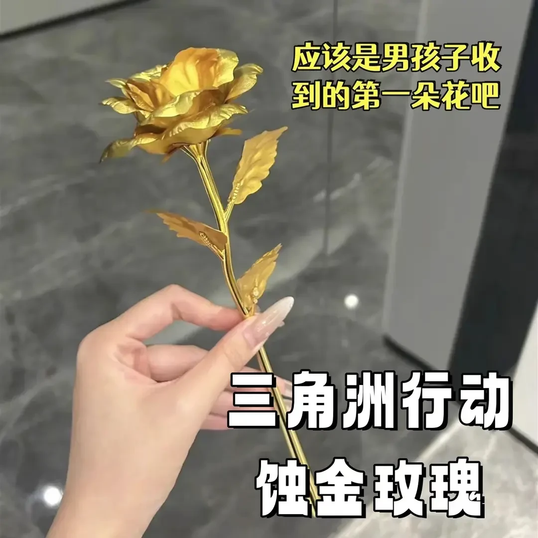 蚀金玫瑰三角洲行动周边红狼黄金玫瑰模型金箔玫瑰花玩耍手办礼物
