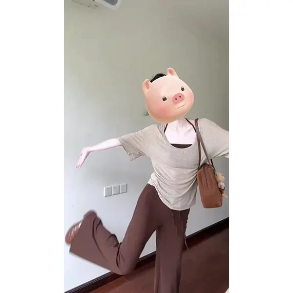 2025春秋内搭挂脖吊带微透T恤罩衫+休闲裤时尚三件套装